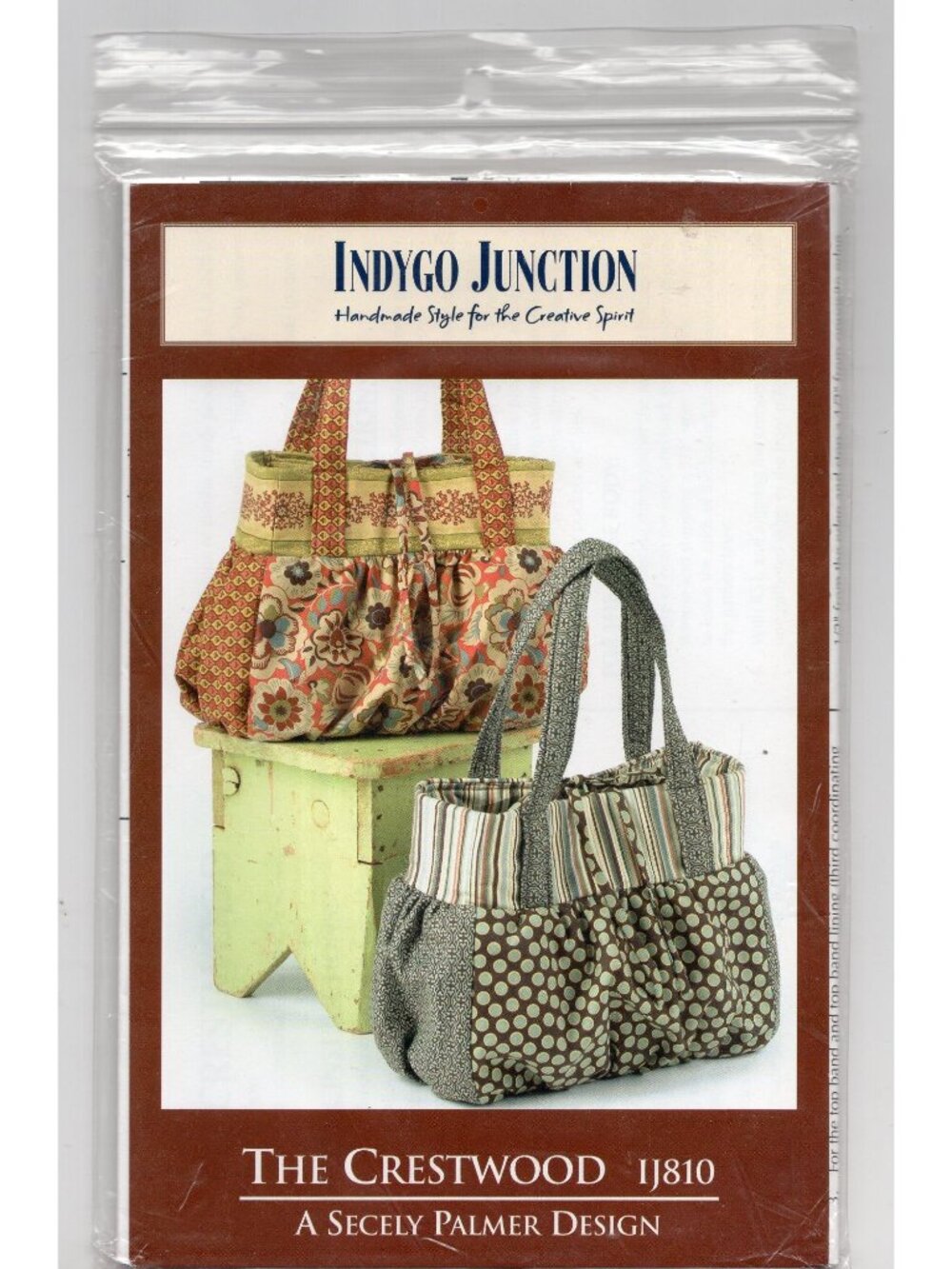 Tote Shoulder Bag Pattern The Crestwood Indygo Junction IJ810 Secely Palmer - Picture 2 of 6